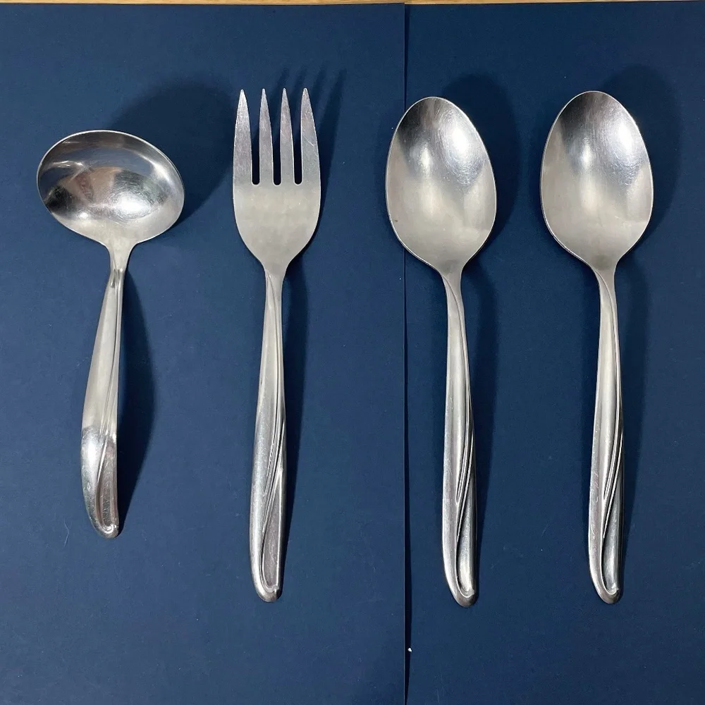 Oneida 1881 Rogers Surf Maid Cabana Pattern Serving Set Ladle Meat Fork Spoons
